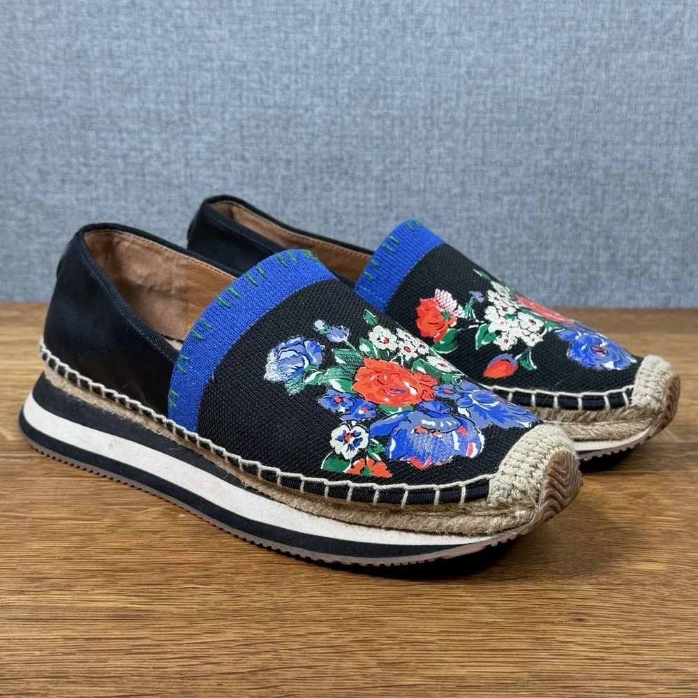Tory Burch Daisy Flower Floral Slip On Espadrille Knit Sneaker Shoes Women's 8 M